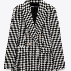 NWOT ZARA DOUBLE BREASTED HOUNDSTOOTH BLAZER